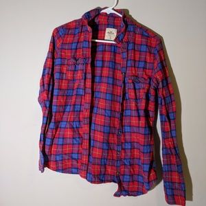 Blue + Red plaid shirt flannel